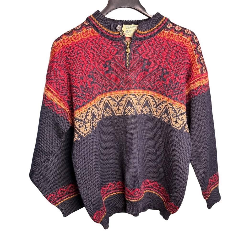 Vintage Dale of Norway 100% Wool Sweater 1/4 Zip Sz Large